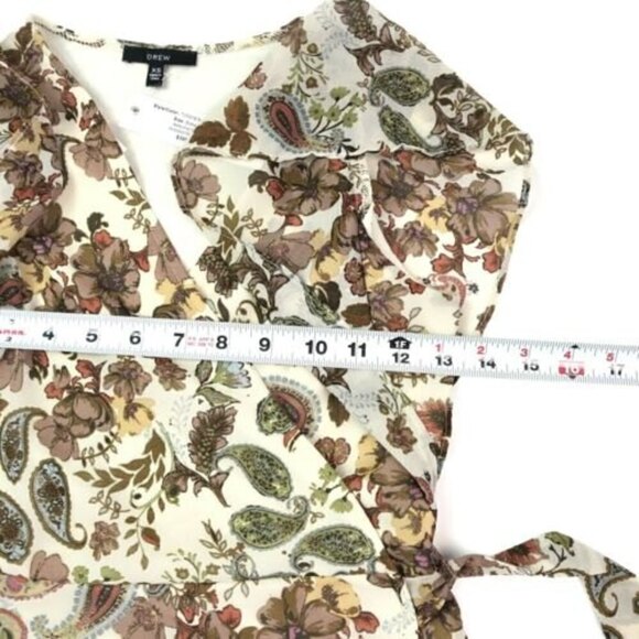 NWT Drew Floral Paisley asymmetric Wrap Dress XS Ruffled Cottagecore Fairy - Picture 6 of 10